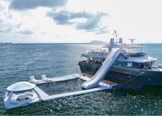 Water Yacht Slide Diving Swimming Pool Inflatable Belt Net Pool Lounge Chair Sea Floating Platform Rest Bar Awning