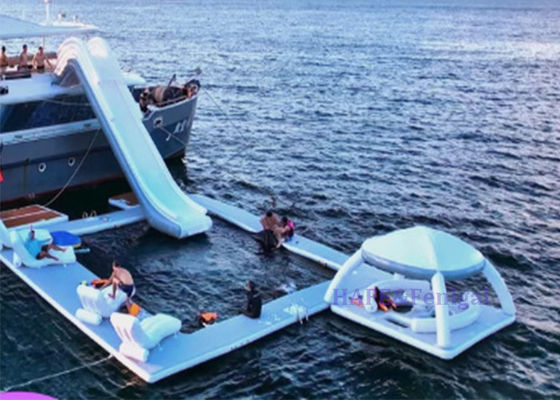 Water Yacht Slide Diving Swimming Pool Inflatable Belt Net Pool Lounge Chair Sea Floating Platform Rest Bar Awning