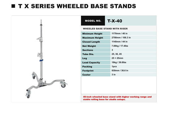 HAFE TX Series Steel Film Light Stand with 80 kg Load Capacity, High-Grade Steel Construction, and Detachable Legs & 360° Rotating Locking Plate