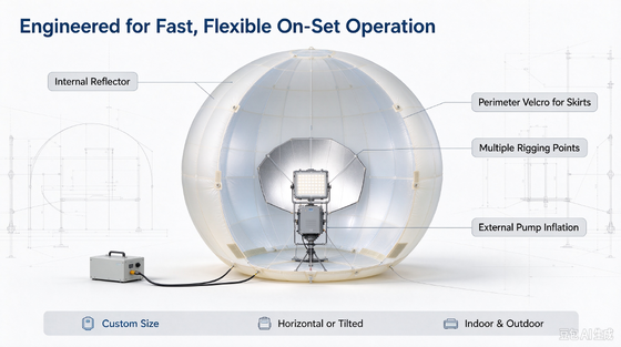 1500 LED Adjustable Compact LED Balloon Light and Inflatable Lighting Balloon for Film Production
