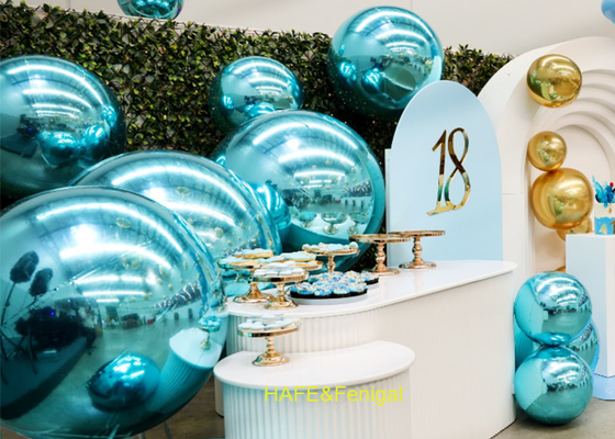 1m helle blaue glänzende PVC-Ballons für Hochzeits- oder Diskoparty-Hintergrund