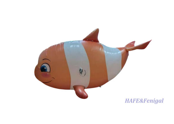 Benutzerdefinierter ferngesteuerter fliegender Clownfisch Helium-Luftschiff mit Gyro-stabilisierter Flugsteuerung und leichtem PP + PA-Aluminiumfilm