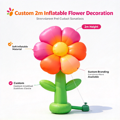 Benutzerdefinierte 2m aufblasbare Blumen-Dekoration mit Oxford-Stoff und ferngesteuerter LED-Beleuchtung